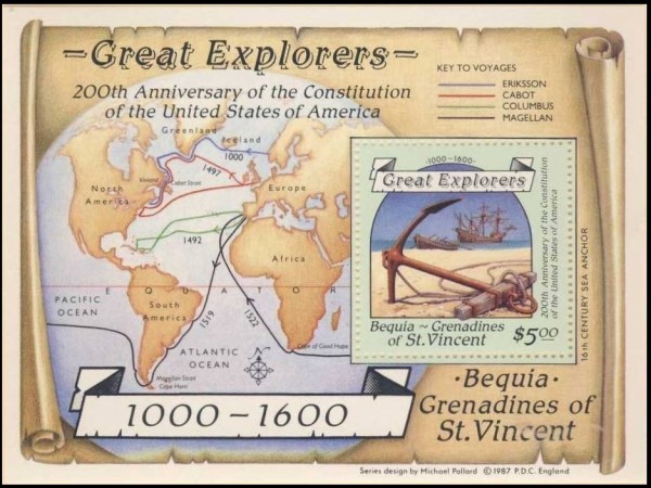 1988 Explorers Souvenir Sheet 1988 Explorers Souvenir Sheet